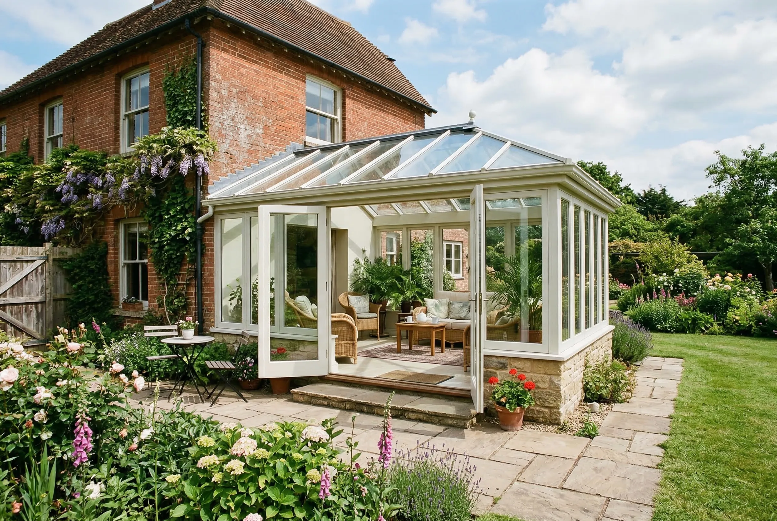 Klassieke serre aan landhuis